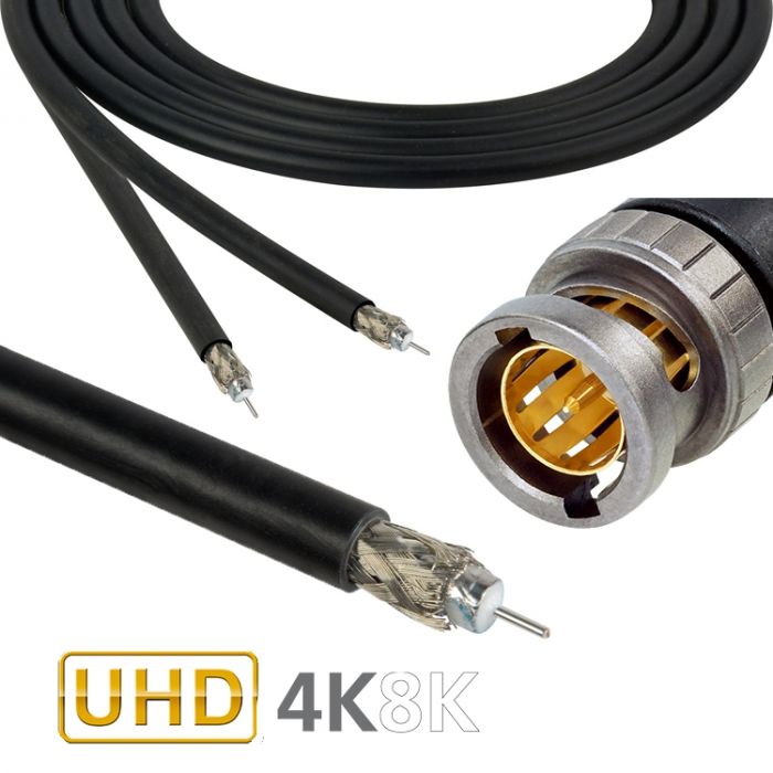 12G UlHD 4K HD SDI Digital Video Cable with Belden 4694R & Neutrik UHD BNC Plugs 